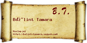 Bálint Tamara névjegykártya