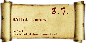 Bálint Tamara névjegykártya